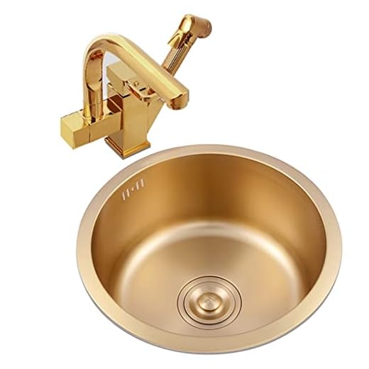 Estación de trabajo de acero inoxidable Fregadero de cocina Fregadero de barra Fregadero de cocina de un solo tazón dorado Hogar Pequeño Mini fregadero de balcón empotrado o bajo montaje, pa