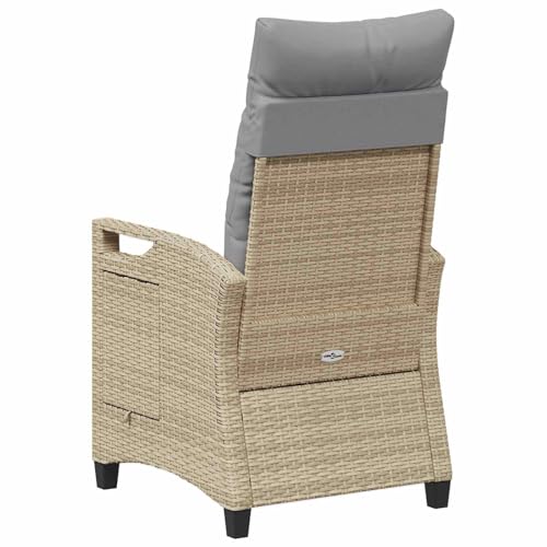 Chaise de jardin réglable en polyrotin robuste avec table pliante - 8