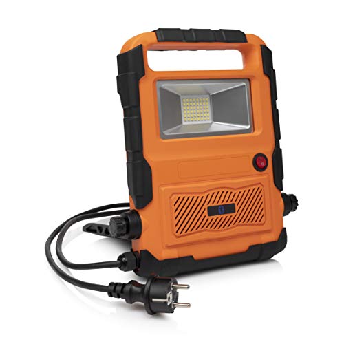 FCL-76012 LED-Baustrahler, mit Bluetooth Lautsprecher, für Innen- und Außen geeignet, 20 Watt Leistung, Orange