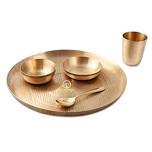 Buy RAJ GHARANA METALS Pure Kansa (Bronze) Dinner Set 5 Pcs KANSA
