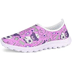 Zapatos De Trabajo Livianos POLERO Zapatillas sin Cordones con Estampado de Enfermera Oso para Mujer Zapatillas de Caminar Planas de Malla Transpirable Casual Zapatos de Trabajo livianos Senderismo Trotar, Rosa, Talla 39
