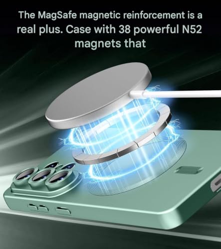 Image of DIZORO Compatible with Samsung S26 Ultra Case, Compatible with MagSafe, Matte Luxury Metallic Luster Flexible TPU Wireless Charging Shockproof Case with Lens Camera Protector Back Cover (Green)