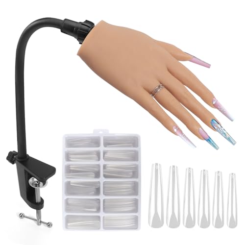 Deciniee Main D'Entrainement Manucure Silicone: Flexible Fausse Main Pour Ongle - Ajustable Main d Entrainement pour Ongle avec 240 Pièces Faux Ongles