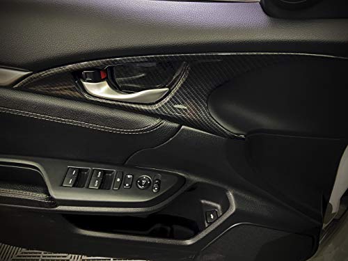 Carbon Fiber Grain Inner Door Handle Bowl Panel Cover Trim Interior Mouldings For Honda 10Th Gen Civic 2016 2017 2018 2019 2020 #TOP3