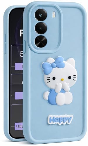 Image of AeoFit Cute 3D Cartoon Soft Silicone Back Cover for Realme P4x 5G - Stylish Design Slim Protective Case with Camera Protection for Realme P4x 5G (Blue)