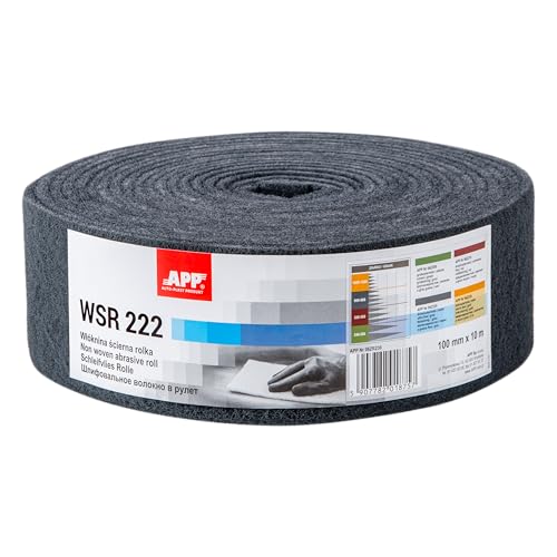 APP WS 222 - Rollo de tela no tejida abrasiva, 10 m x 100 mm, color gris | Lana abrasiva de grano fino para lijadoras en madera, metal, acero y acero inoxidable, grano 600-800