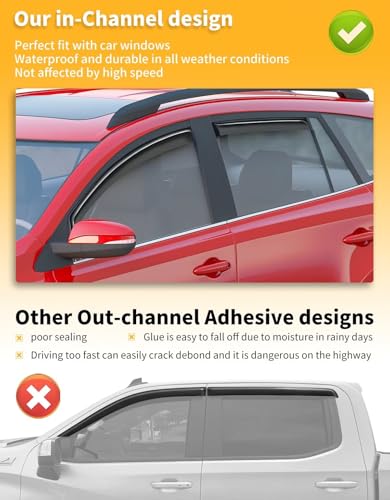 Image of in-Channel Window Visors Rain Guards for Toyota 4Runner 2010-2024 | Extra-Thick,Extra Durable,Window Deflectors,Vent Visors,Vent Shades,Car Accessories,Polycarbonate (PC)