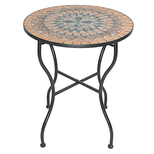 OUTLIV. Gartentisch Mosaik Rund Ø60 cm Eisen Schwarz, wetterfest und...