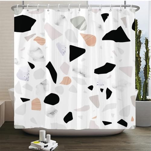 Rideau de douche imprimé 3D avec crochets écran de bain imperméable 153x183cm
