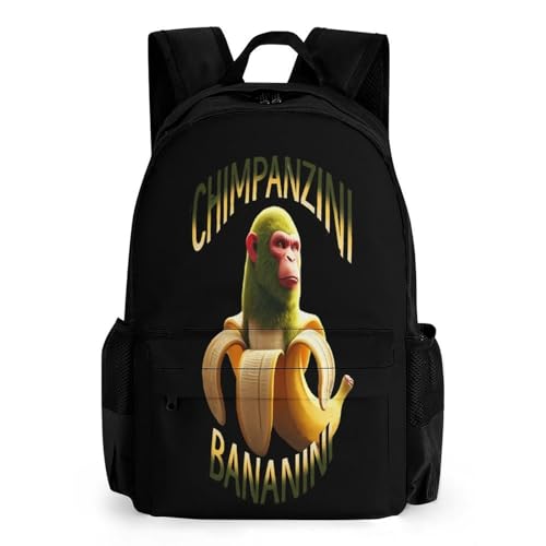 Shimpanzini-bananinni Merch Backpack With Pocket Italian-Brainrot Meme Travel Backpack 42x30.5cm
