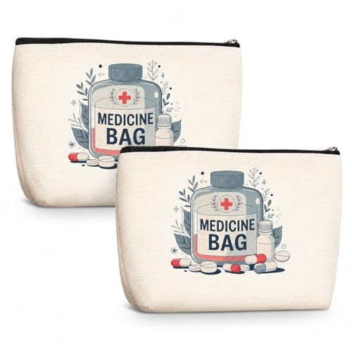 Image of DRUDRAYA Canvas Medicine Pouch | Printed Medicine Storage Bag (Pack of 2)
