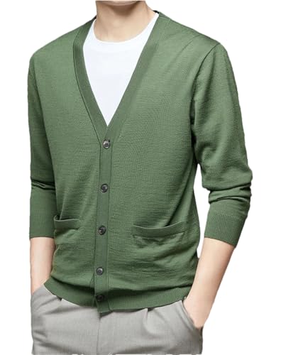 Men's Cardigan Sweater Long Sleeve V Neck Single Breasted Thin Casual Solid Color Sweaters