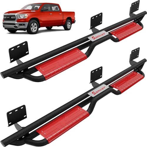 Estribos laterales en acero rojo para Dodge Ram 1500 miniatura 1