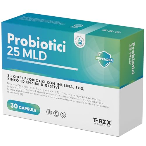 Probiotici 25 MLD con 30 Ceppi, Inulina, FOS, Zinco ed...