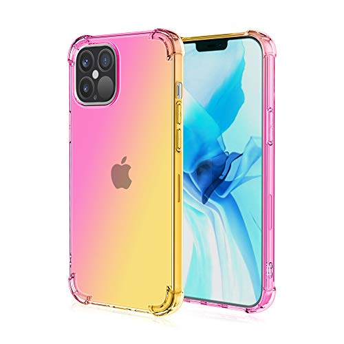 NXET Funda para iPhone 12 Mini, 5.4 pulgadas degradado colorido antigolpes | Anti-arañazos | Protección de grado militar Carcasa trasera TPU compatible con Apple iPhone 12 Mini Case (2020) (Rosa/Oro)