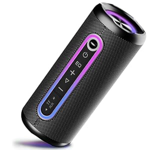 Bluetooth Lautsprecher mit Licht, Bluetooth 5.4 Musikbox, 30W Dual Lautsprecher, Dualen Bass-Treibern, 30 Std Akku, IPX7 wasserdicht, TWS Paarung, AUX, TF Karte, Geeignet Outdoor/Party/Reisen, Schwarz