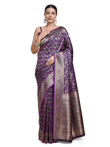 Image of Monjolika Fashion Women's Banarasi Pure Kanjivaram Style Satin Silk Saree With Blouse Piece for Wedding