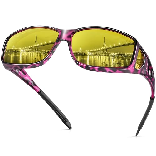 Image of URUMQI Night Vision Driving Glasses Fit Over Eyeglasses for Men Women