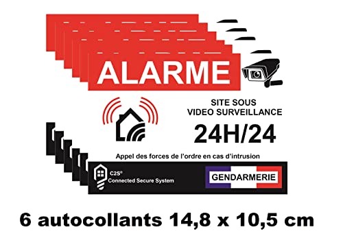 Set of 12 Home Protection Alarm Video Surveillance Stickers - 6 Large Stickers (14.8 x 10.5 cm) + 6 Small Stickers (8.5 x 5.5 cm) - Image 2