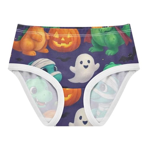 Kids Underwear, Cute Cartoon Dinosaurs Halloween Toddler Panties, Girls' Cotton Brief Underwear, 2T–8 Years