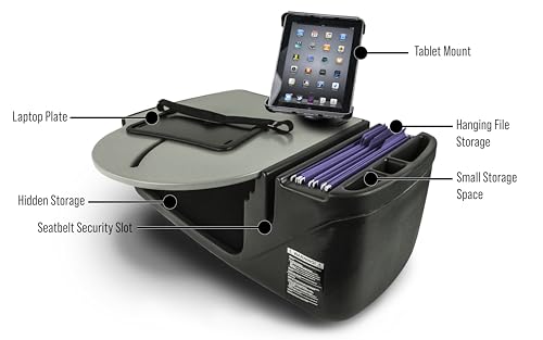Image of AutoExec AE-RMCD-TAB-GT Roadmaster Car Desk for Your Vehicle Workstation and Mobile Office, with Tablet Mount | Vehicle Workstation, Mobile Office, Tablet Mount