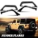G-PLUS Fender Flares w/LED Side Maker Compatible with Jeep JK Wrangler 2/4 Door Model 2007-2018 Smooth Pocket Riveted 4 PCS Black
