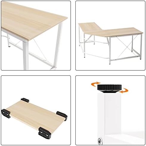 sogesfurniture Computer Desk L-Shaped Corner Desk l shaped desk Computer Workstation Large PC Laptop Table Study Table Gaming Desk for Home and Office, 150 + 150CM, White Maple LD-Z01MO-BH
