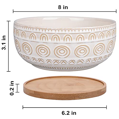 Eightpot 8 Inch Ceramic Succulent Planter Pot With Drainage Hole And Saucer Round Shallow Planter For Indoor Plants，Blue And White #TOP3