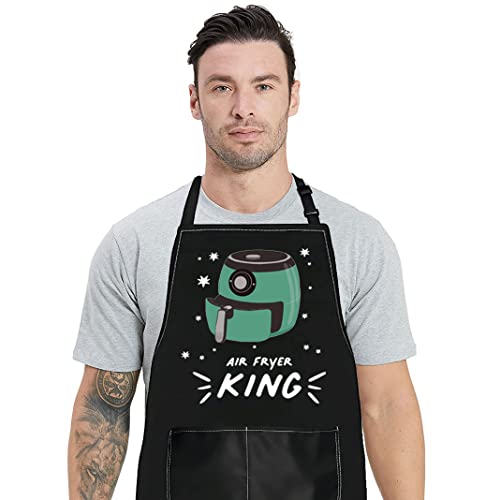 BWWKTOP Air Fryer Oven Apron Air fryer Lover Gifts Air fryer Chef Gifts Air Fryer King Adjustable Apron With Pockets (Air fryer King)
