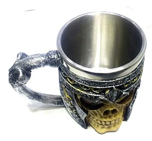 caneca aço inox personalizada caveira viking medieval