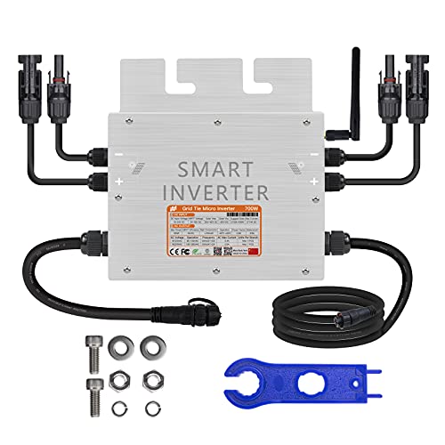 Marsrock 700W Grid Tie Solar Inverter 18-50V DC to AC Auto 120V/230V Pure Sine Wave Inverter for 2*200W~350W PV Solar Panel Optional WiFi Communication (EC700) Marsrock 700W Grid Tie Solar Inverter 18-50V DC to AC Auto 120V/230V Pure Sine Wave Inverter for 2*200W~350W PV Solar Panel Optional WiFi Communication (EC700)