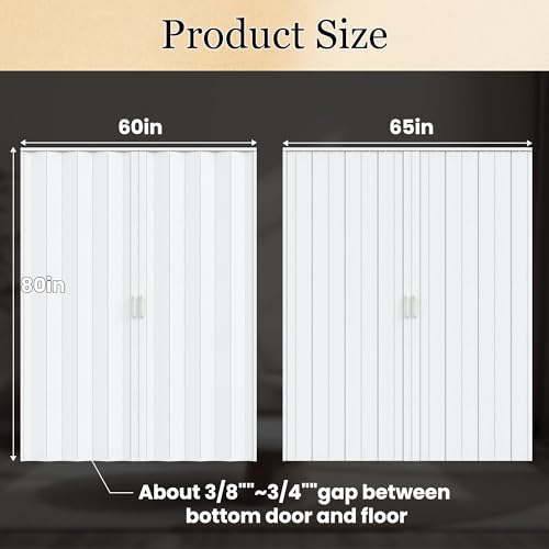 Image of SmartStandard 60x80in Double Accordion Doors Interior, Double Walled, White