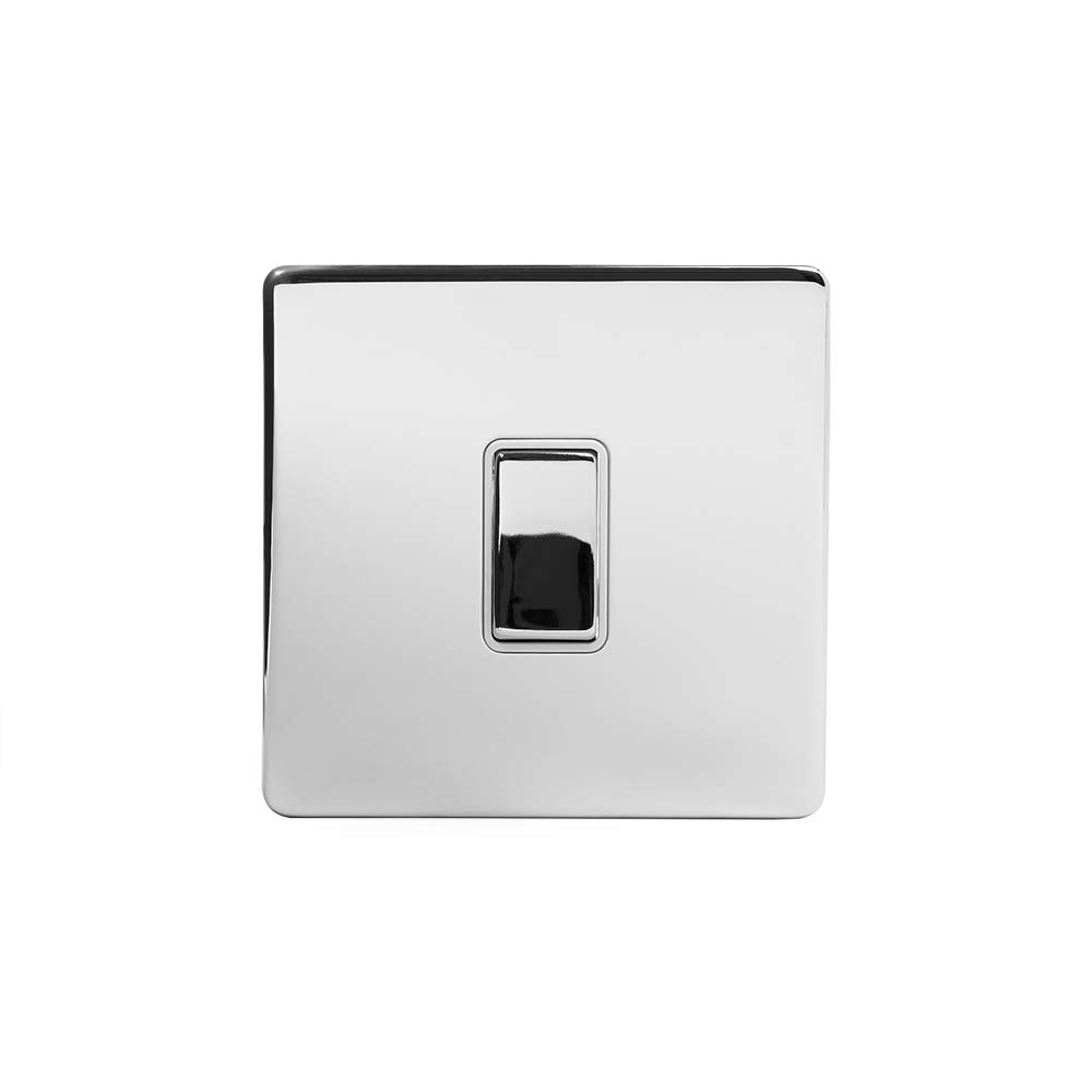 The Soho Lighting Company Polished Chrome Soho Lighting 1 Gang 2 Way 10A Light Switch Wht Ins Screwless