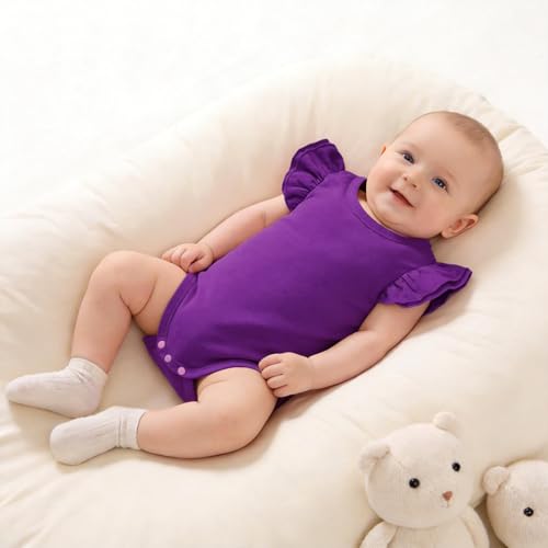 Image of LYSMuch Toddler Baby Girls T Shirt Ruffle Sleeveless Kids Cotton Tshirt Solid Color Blouse