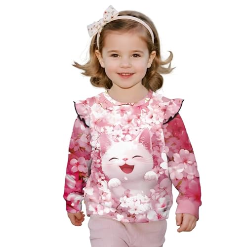 Renewold Girls Sweatshirts Kids Blouses Soft Comfort Tees Tops Pullover Toddler Girl T-Shirts Ruffle Long Sleeve Shirts