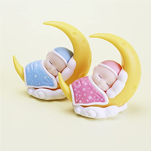 Ikasus AFSSS769180NGVPINK Mini Baby Moon Cake Topper Toys Decoration Diy Sleeping Baby Moon Doll Children Topper Birthday Party Cake Topper Car Dashboard Ornaments thumb #5