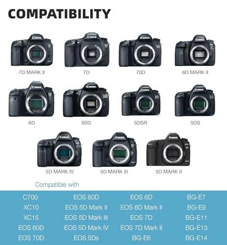 Batería LP-E6NH recargable compatible con Canon EOS 5D Mark IV y R6 2300mAh 4