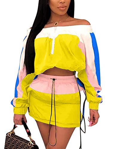 EOSIEDUR Women 2 Piece Outfits Tracksuit Jumpsuits Lightweight Windbreaker Pullover Jacket Crop Top Pants Set