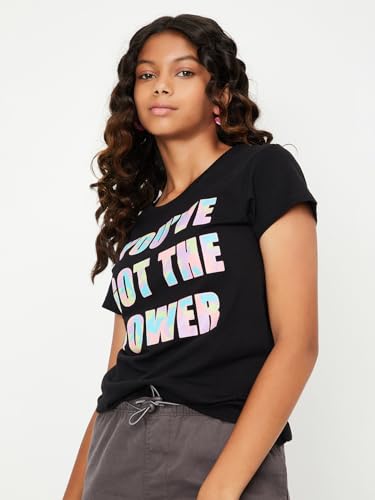 Image of Max Girl's Cotton Regular Fit Graphic Printed T-Shirt - Pack of 3