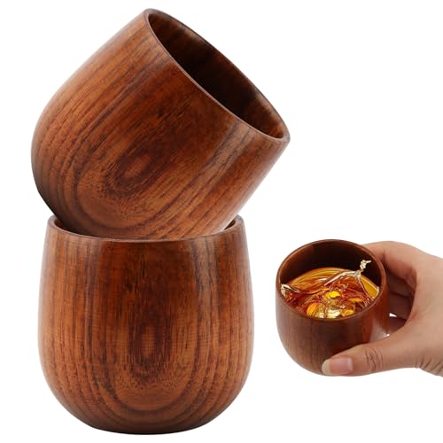 Waylenbo Wooden Whiskey Glasses 2 Pack, Unbreakable Bourbon Drinking Glass Whiskey...