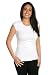 Cap Sleeve Extra Length Layering Tee Reversible Scoop Neckline Comfy Slim Fit (White, L)