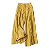 QWUVEDS Women Palazzo Pants Summer Linen Casual High Waist Wide Leg Flowy Culotte Pants Drawstring Yoga Jogging Bottoms Sweatpants Women Thicker, yellow, L #1