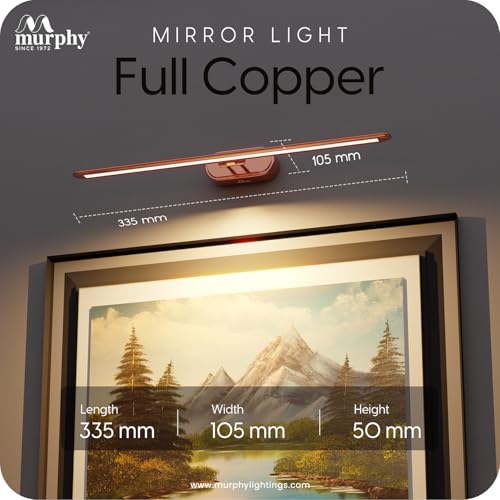 Image of Murphy 6W 3-in-1 Color Changing Full Copper Finish LED Mirror Picture Wall Light,Bathroom Vanity Led Mirror Light with 2 Year Warranty (Cool White /Warm White /Natural White)-Pack of 3