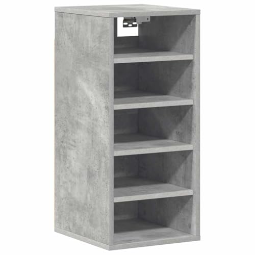 Armoire à chaussures bois gris béton meuble de rangement 5 compartiments - 6