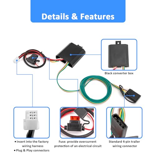 Image of Wsays 4-Pin Plug & Play Trailer Wiring Harness for CR-V AWD 2017-2024