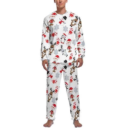 Pyjama homme long Pingouin Élan ensemble vêtement de nuit chaud