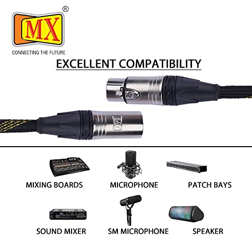 Image of MX xlr male to female microphone cable wire 3 pin mic cable microphone cord wire mic cable 5 meter for Guitar Audio Speaker Cable Multicolor (Xlr Male to Female Cable, 1.5 MTR)