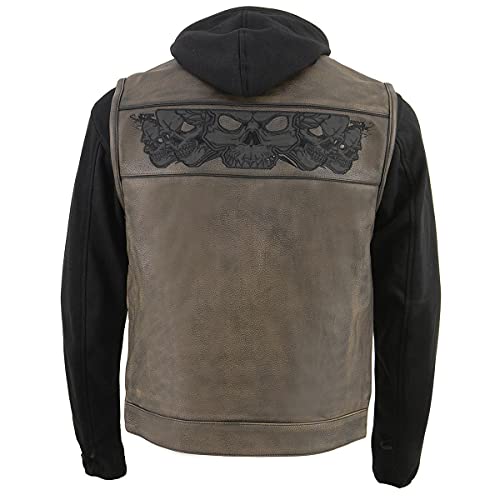 Image of Milwaukee Leather Men's Leather Motorcycle Vest w /Hoodie