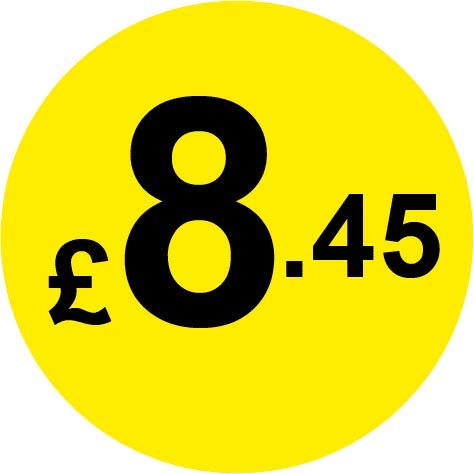 Permanent Adhesive - Black & Yellow 30mm Price Stickers/Labels from £5.45 to £17, 200, £8.45 — image 1