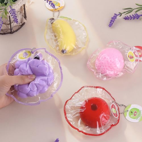 Anboor 4 PCS Fruit Squishies Toy, Ultra Soft Banana Strawberry Grape Apple Squeeze Fidget Toys Stress Relief for Kids Adults Autism Birthday Gifts by Anboor - Image 3